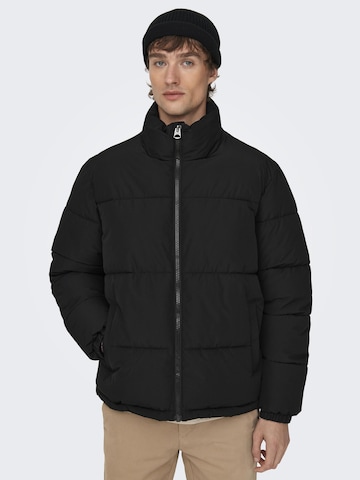 Only & Sons Winter Jacket 'Melvin' in Black: front