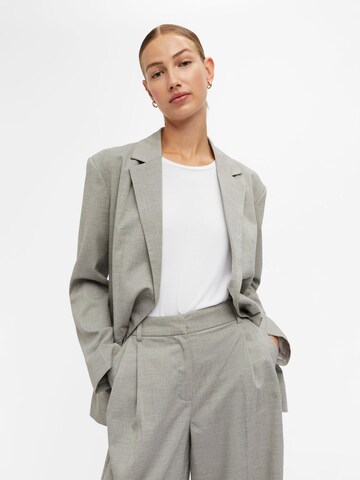 OBJECT Wide leg Pleat-Front Pants 'Linnet' in Grey