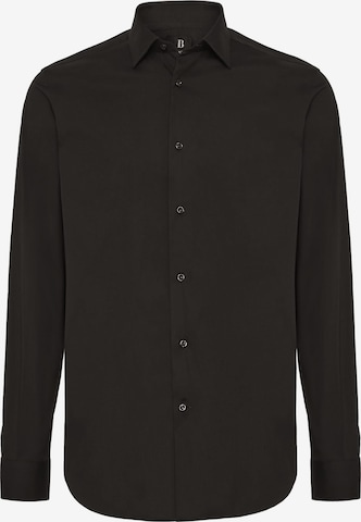Boggi Milano Regular fit Overhemd in Zwart: voorkant