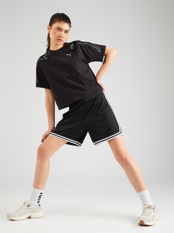 PUMA Loosefit Sporthose 'Hoops Team' in Schwarz