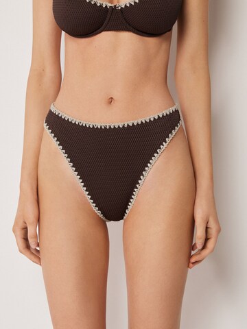 CALZEDONIA Bikini Bottoms 'Bicolor Embroidery' in Brown: front