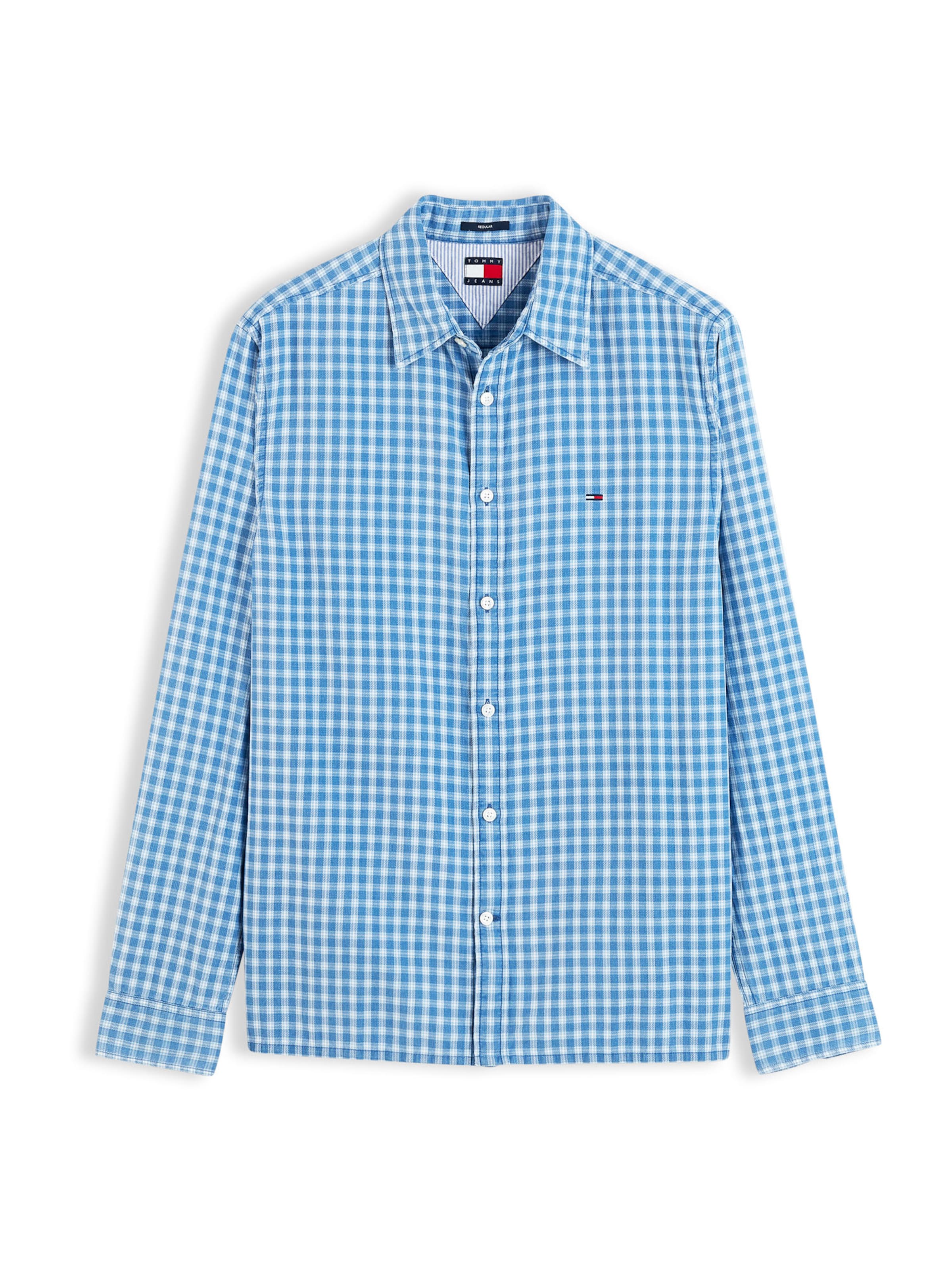 Tommy Jeans Regular fit Button Up Shirt in Blue: front