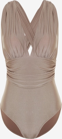 TrendyolJednodijelni kupaći kostim - smeđa boja: prednji dio