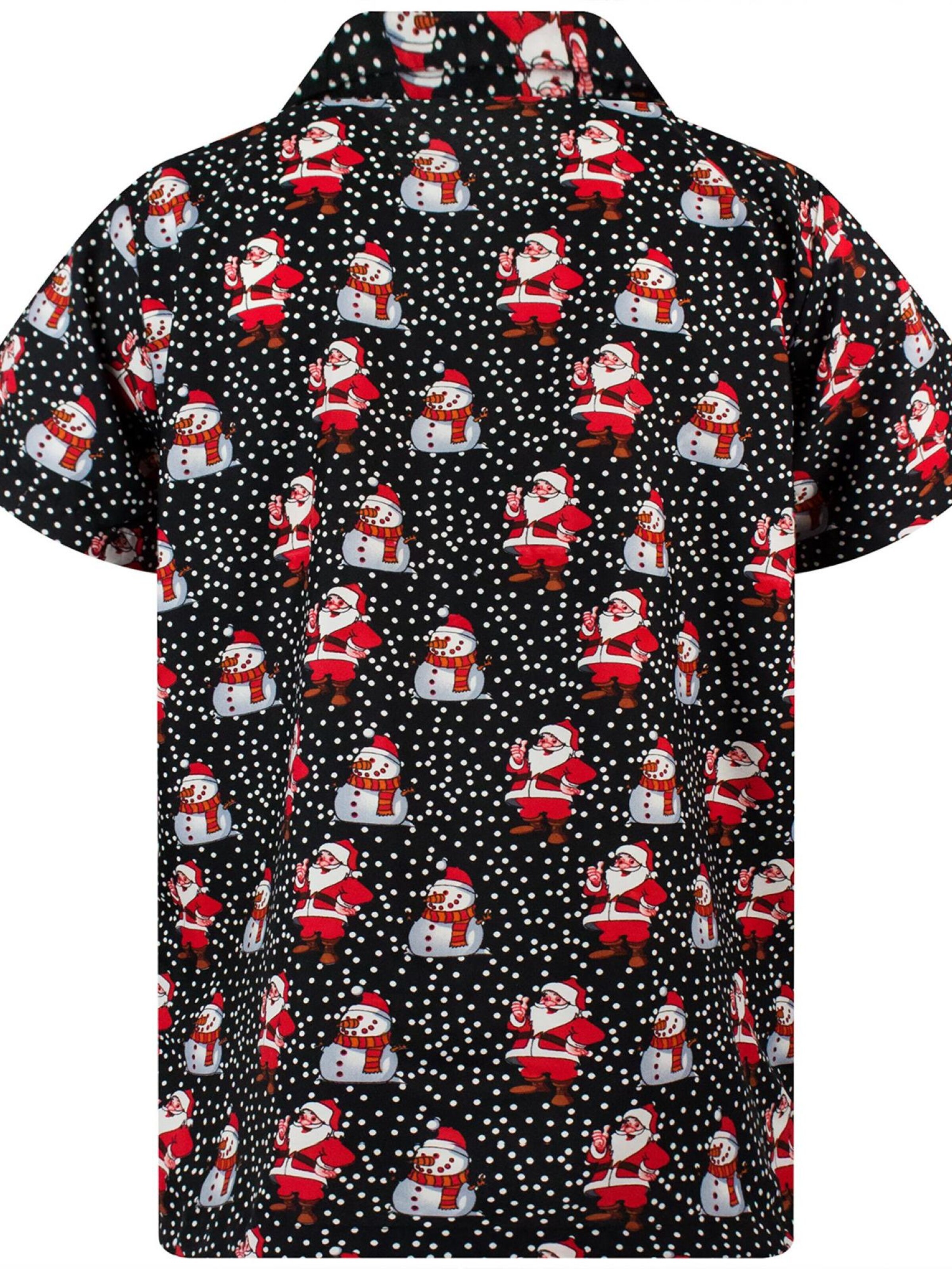 King Kameha Regular fit Overhemd 'Christmas Santa Likes' in Zwart