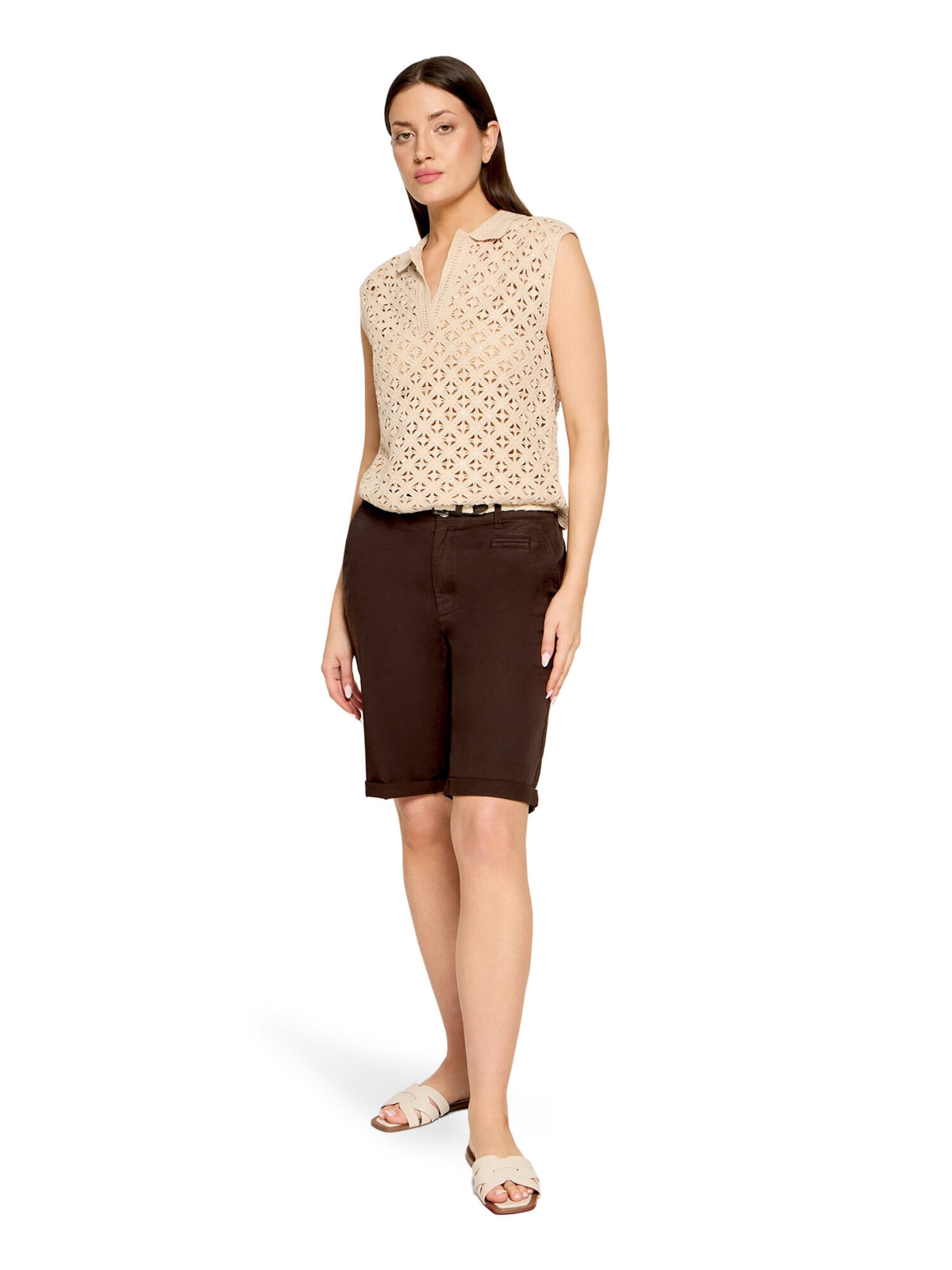 Cartoon Loosefit Bermuda mit Bindegürtel in Braun