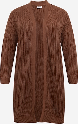 Noisy May Curve Knit Cardigan 'CHARLIE' in Brown: front