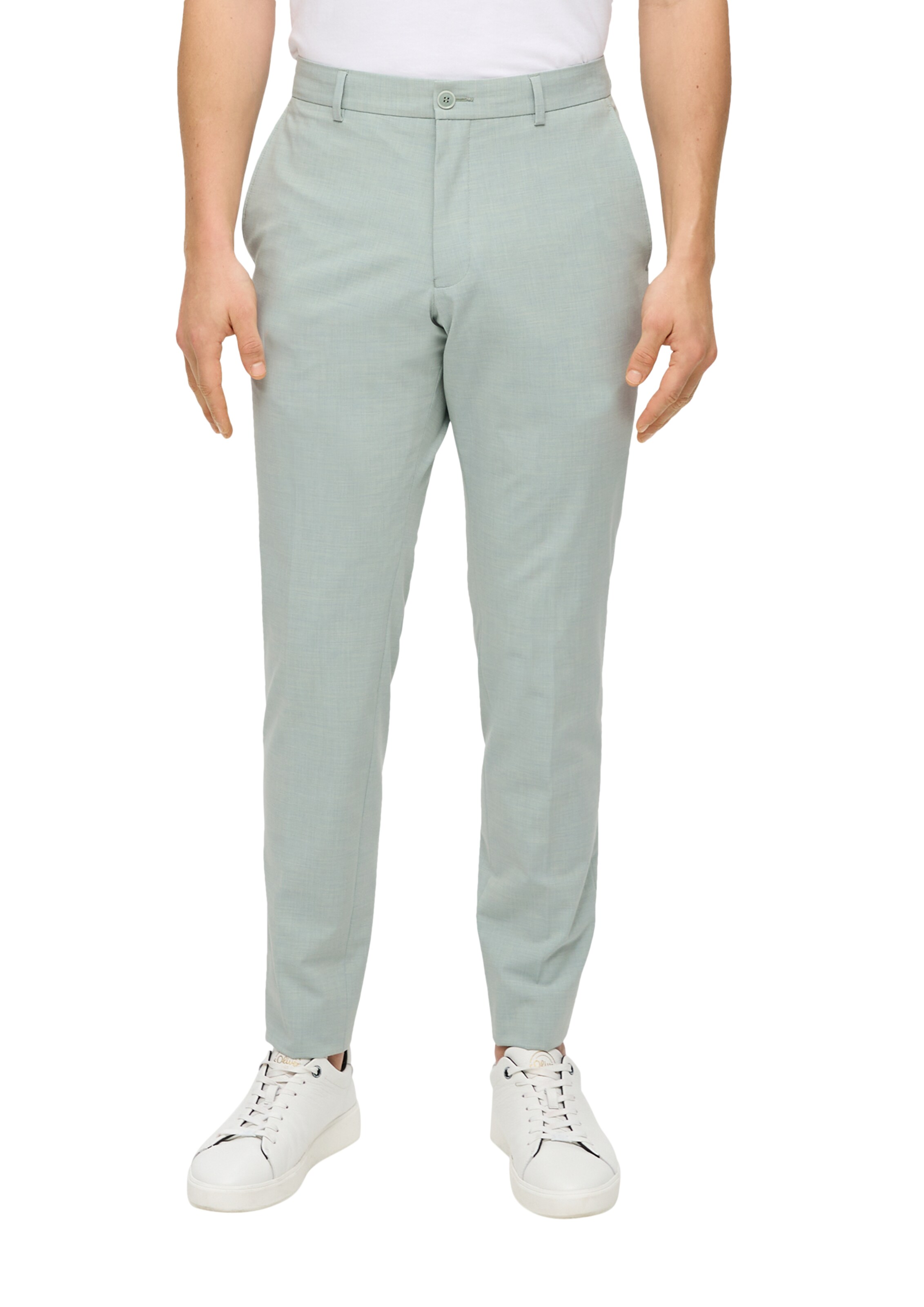 s.Oliver BLACK LABEL Slimfit Housut 'Pure' värissä vihreä: etupuoli