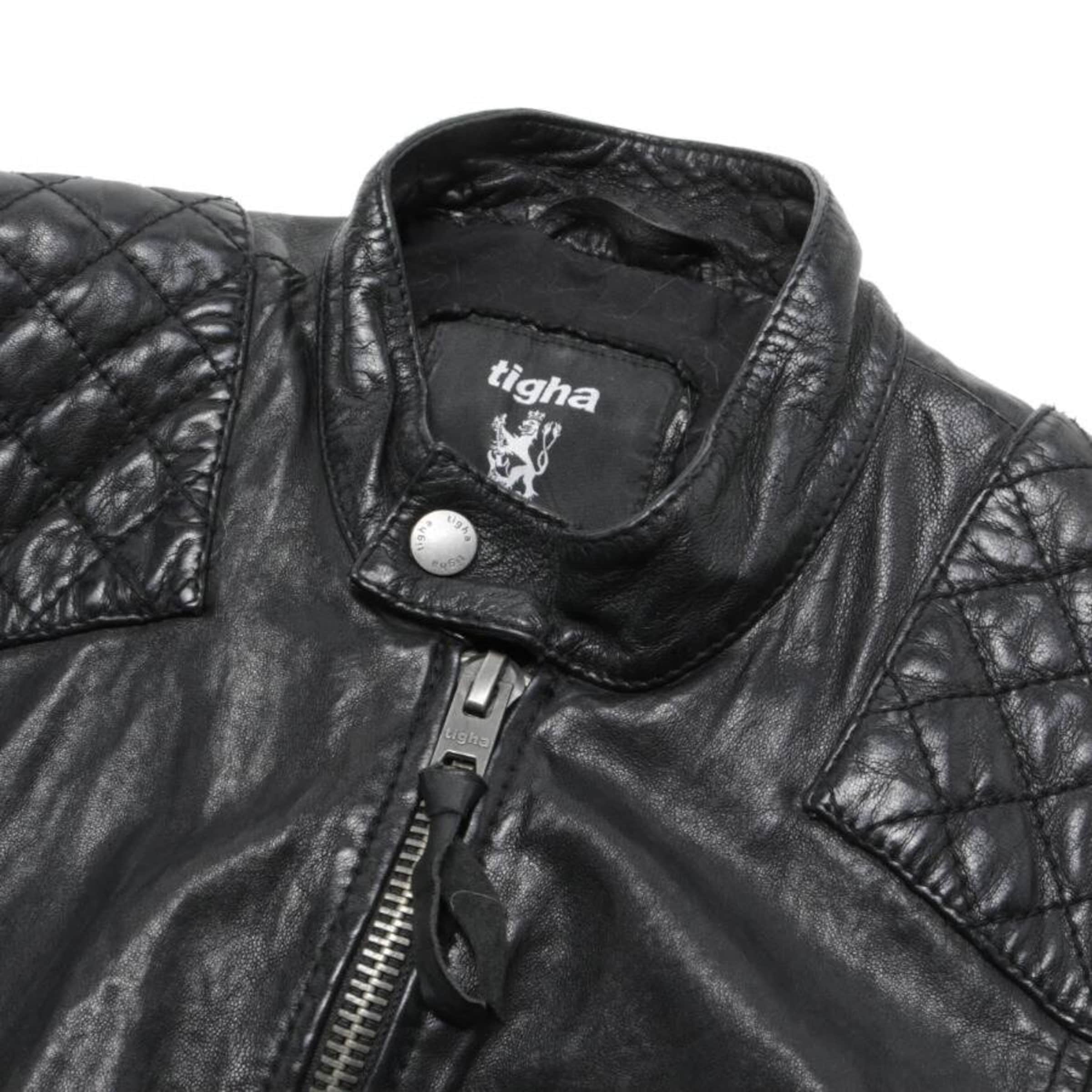 tigha Lederjacke / Ledermantel S in Schwarz