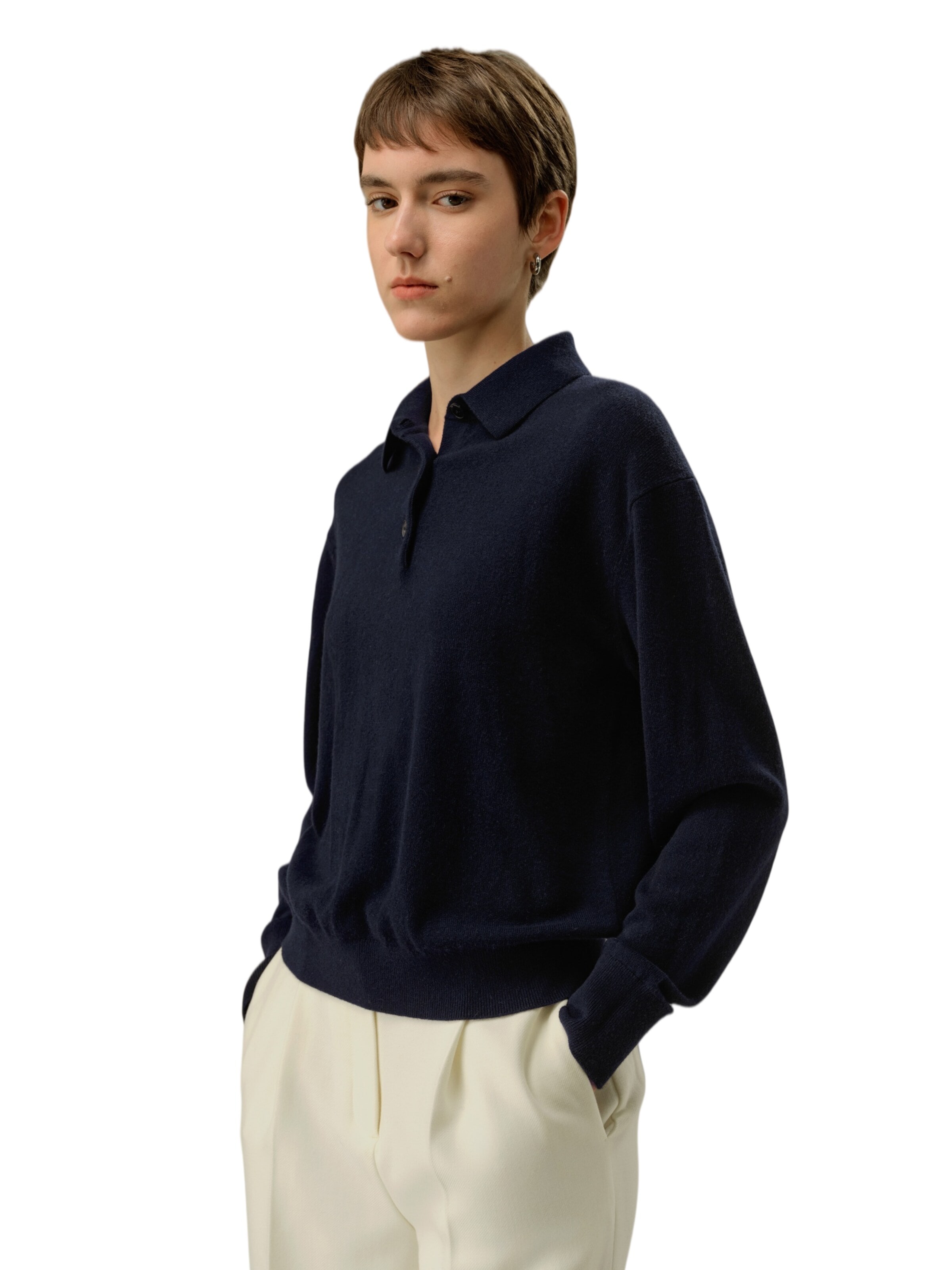Lilysilk - Jersey 'Baby-Kaschmir Poloshirt' en azul