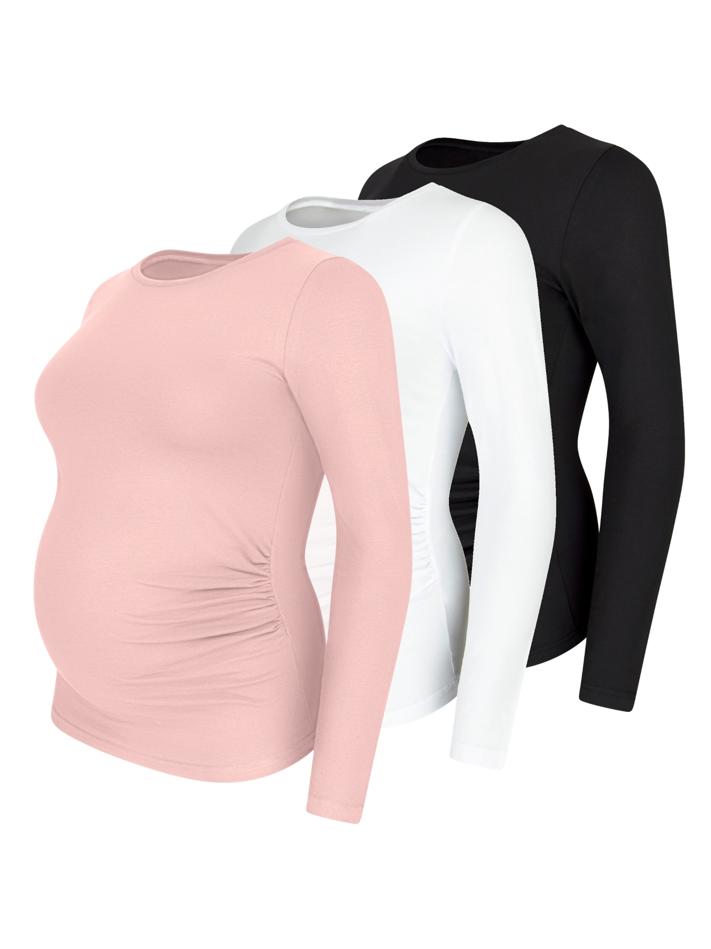 M.M.C. Shirt 'Langarm Basic Umstandsmode' in Pink: front