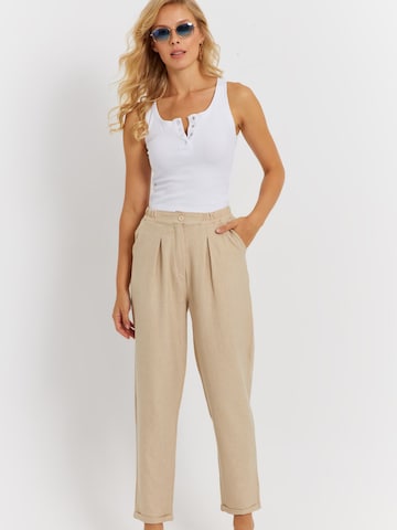 Cool & Sexy - regular Pantalón plisado en beige: frente