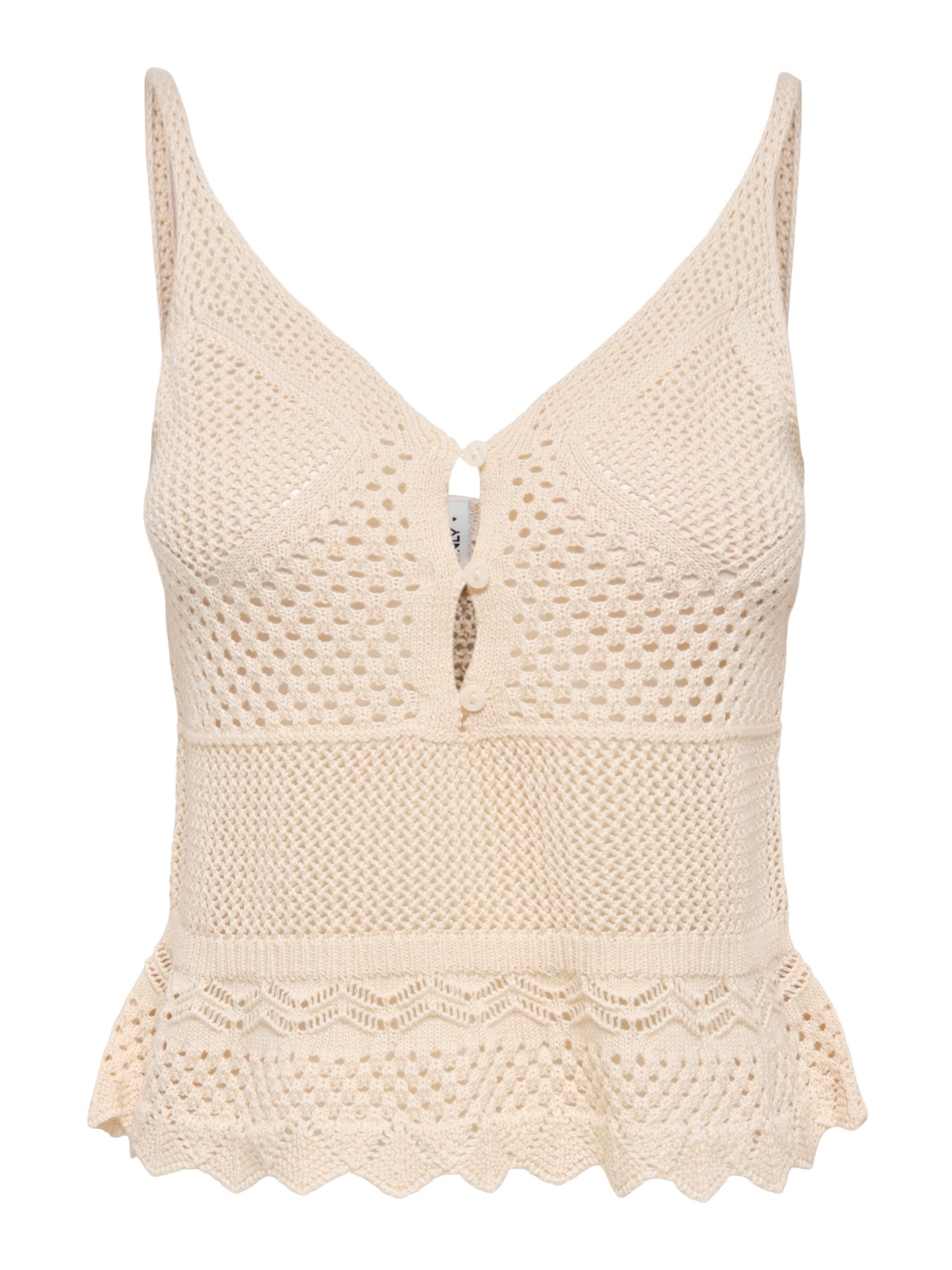 ONLY Gebreide top 'ONLLISON' in Beige: voorkant