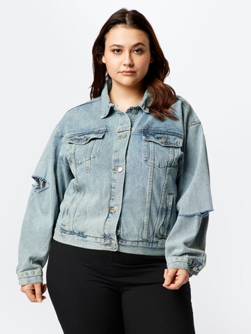 Missguided Plus Tussenjas in Blauw: voorkant