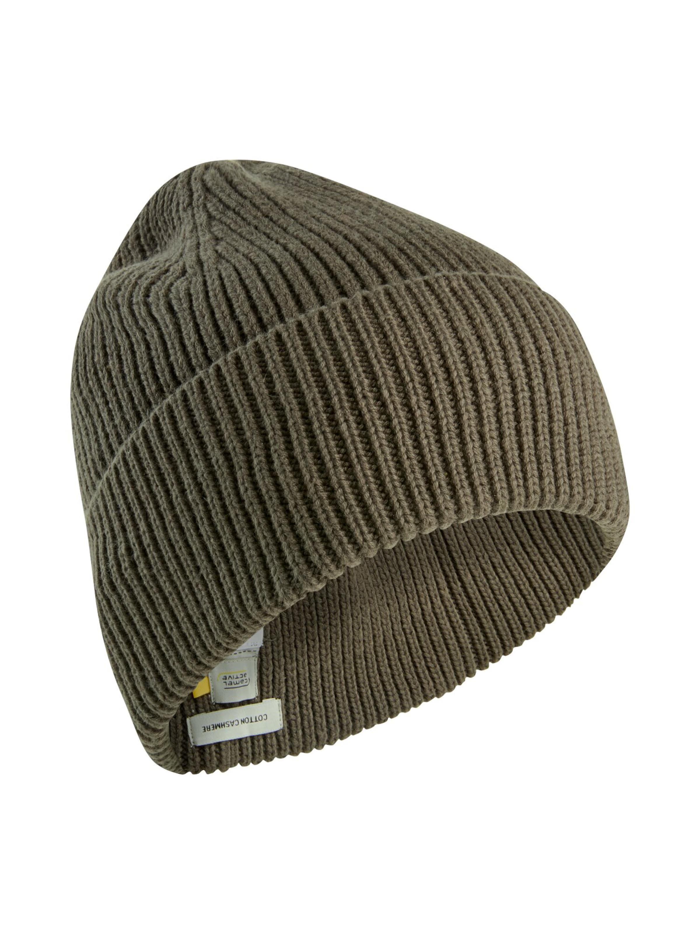 CAMEL ACTIVE Beanie aus einem Baumwoll-Kaschmir Mix in Braun: Vorderseite