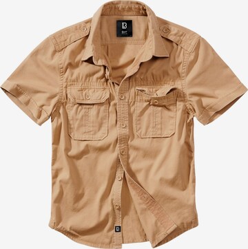 Brandit Comfort fit Button Up Shirt in Brown: front