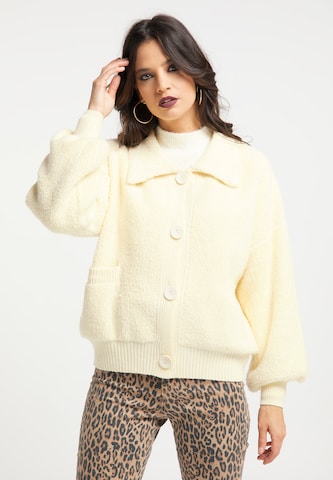 faina Knit Cardigan in White: front