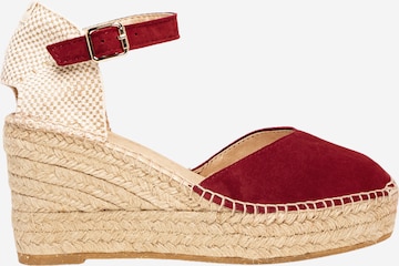 Alhamas - Sandalias 'Alpargata Cuña 8 cm' en rojo: frente