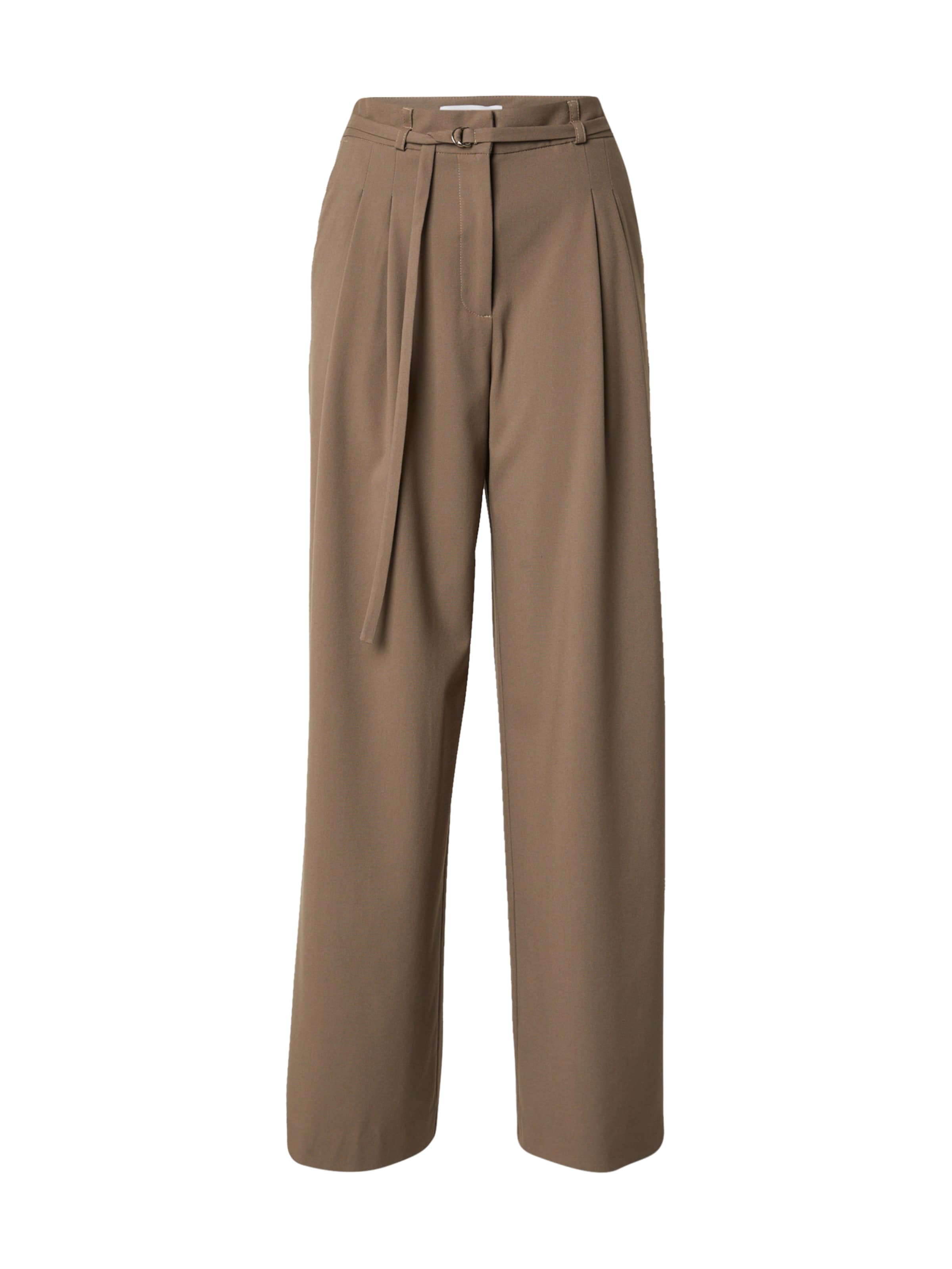 EDITED - regular Pantalón de pinzas 'Elna' en marrón: frente