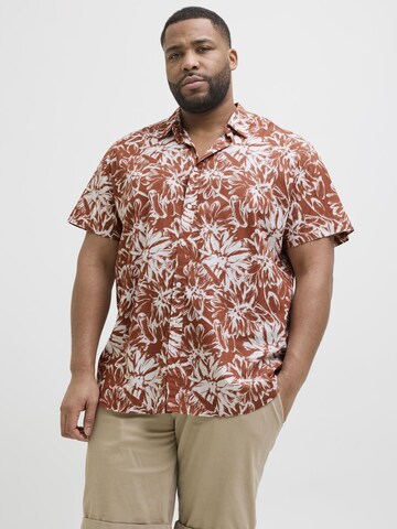 Jack & Jones Plus Comfort fit Button Up Shirt in Brown: front