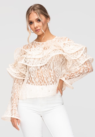 Ombre Bluse in Beige: Vorderseite