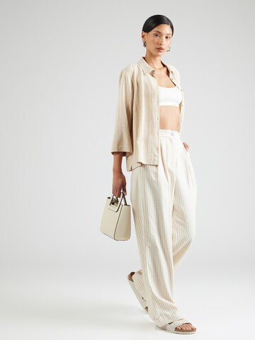 modström Wide leg Pleat-Front Pants 'Isabel' in Beige