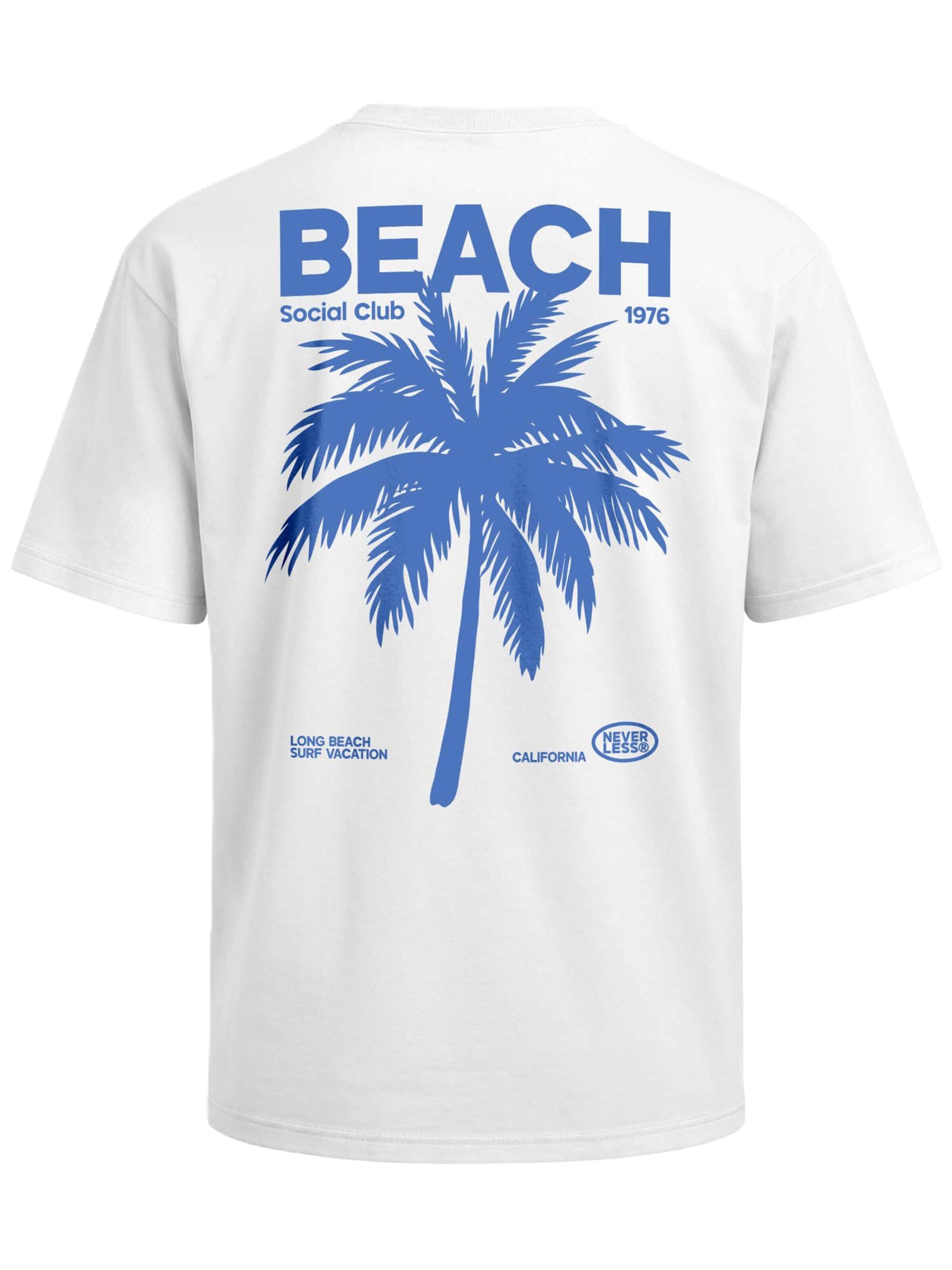 Neverless Shirt 'Beach Club Palme' in White