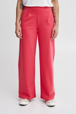 ICHI Wide leg Chino Pants in Pink: front