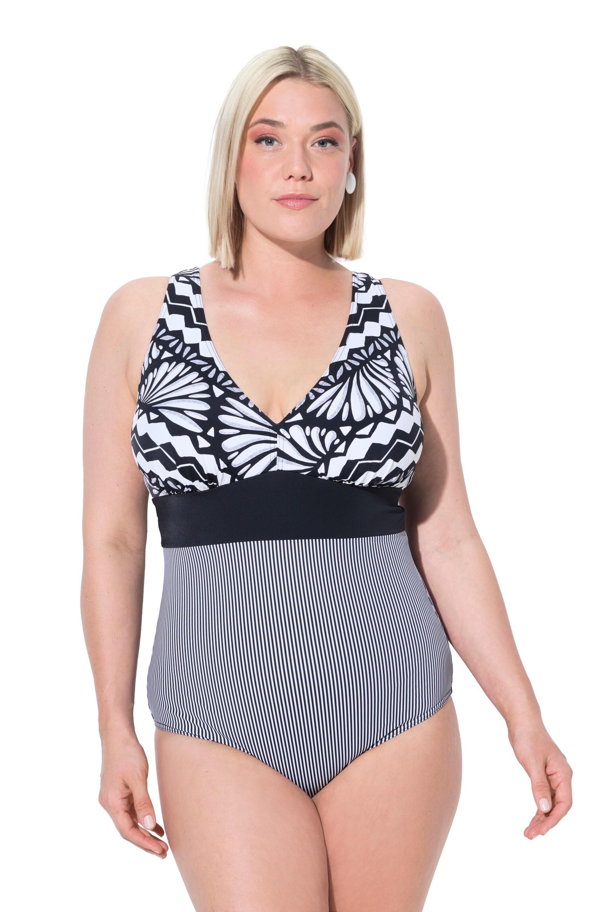 Ulla Popken Badeanzug in Schwarz: Vorderseite