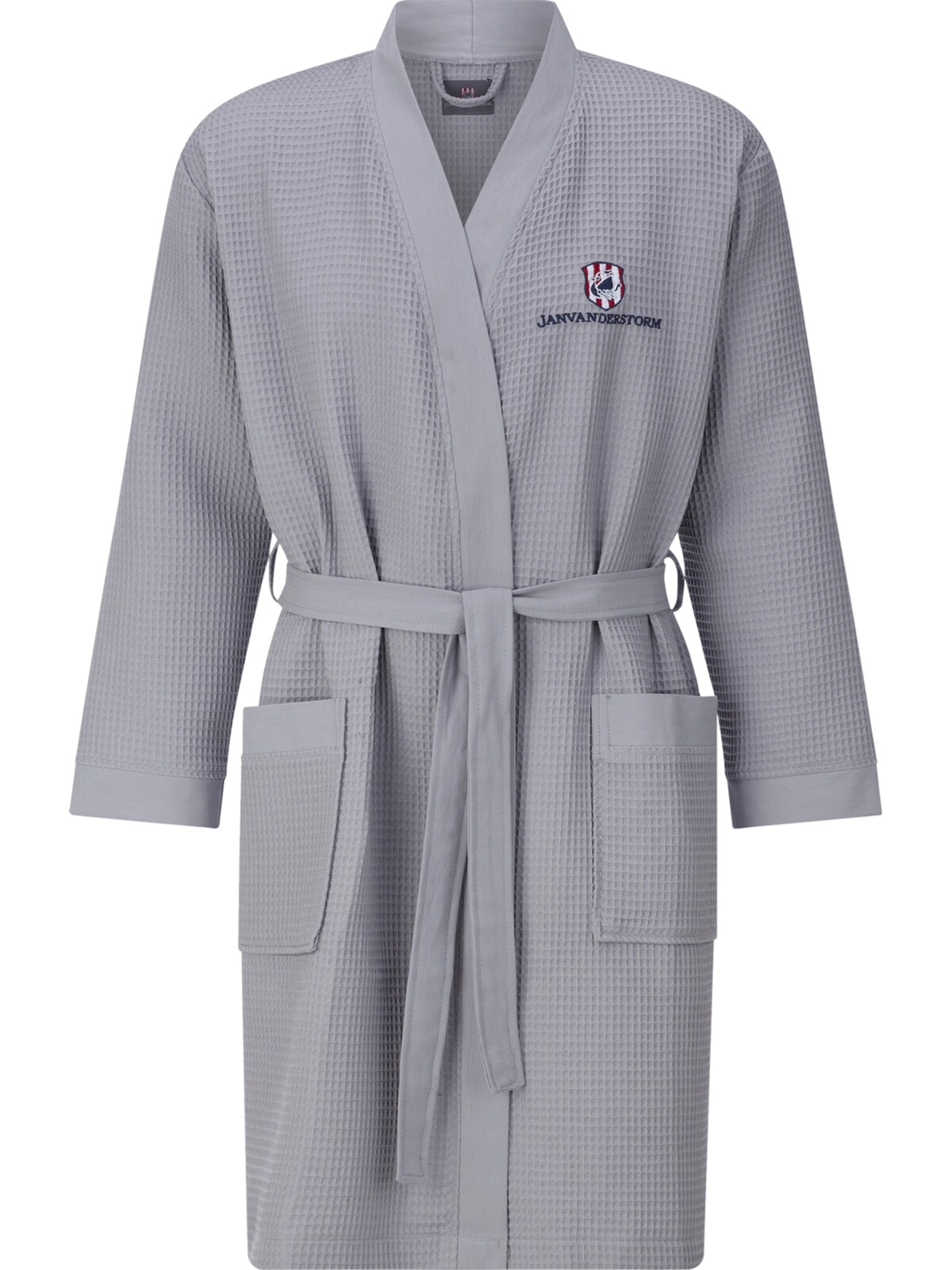 Jan Vanderstorm Bademantel 'Aretti' in Grau: Vorderseite