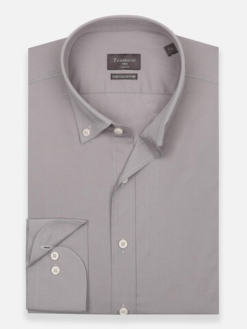 Coupe slim Chemise business 'Leonardo Essentials Poplin Stretch Man Shirt Light Grey' 7Camicie en gris