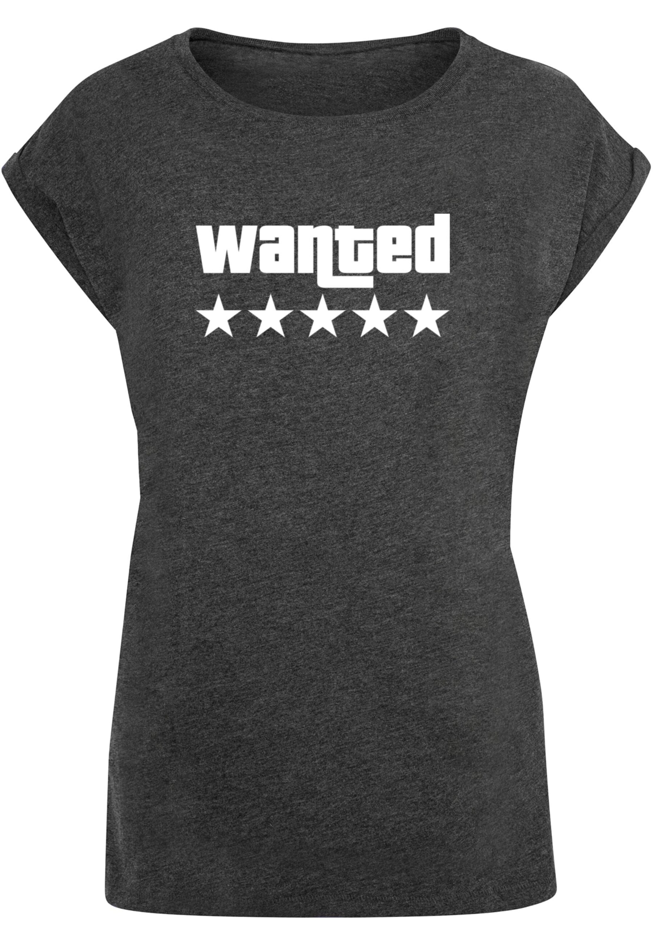 Merchcode Shirt 'Wanted' in Grijs: voorkant