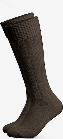 HerzSticht Traditional Socks 'Silberdistel' in Brown: front