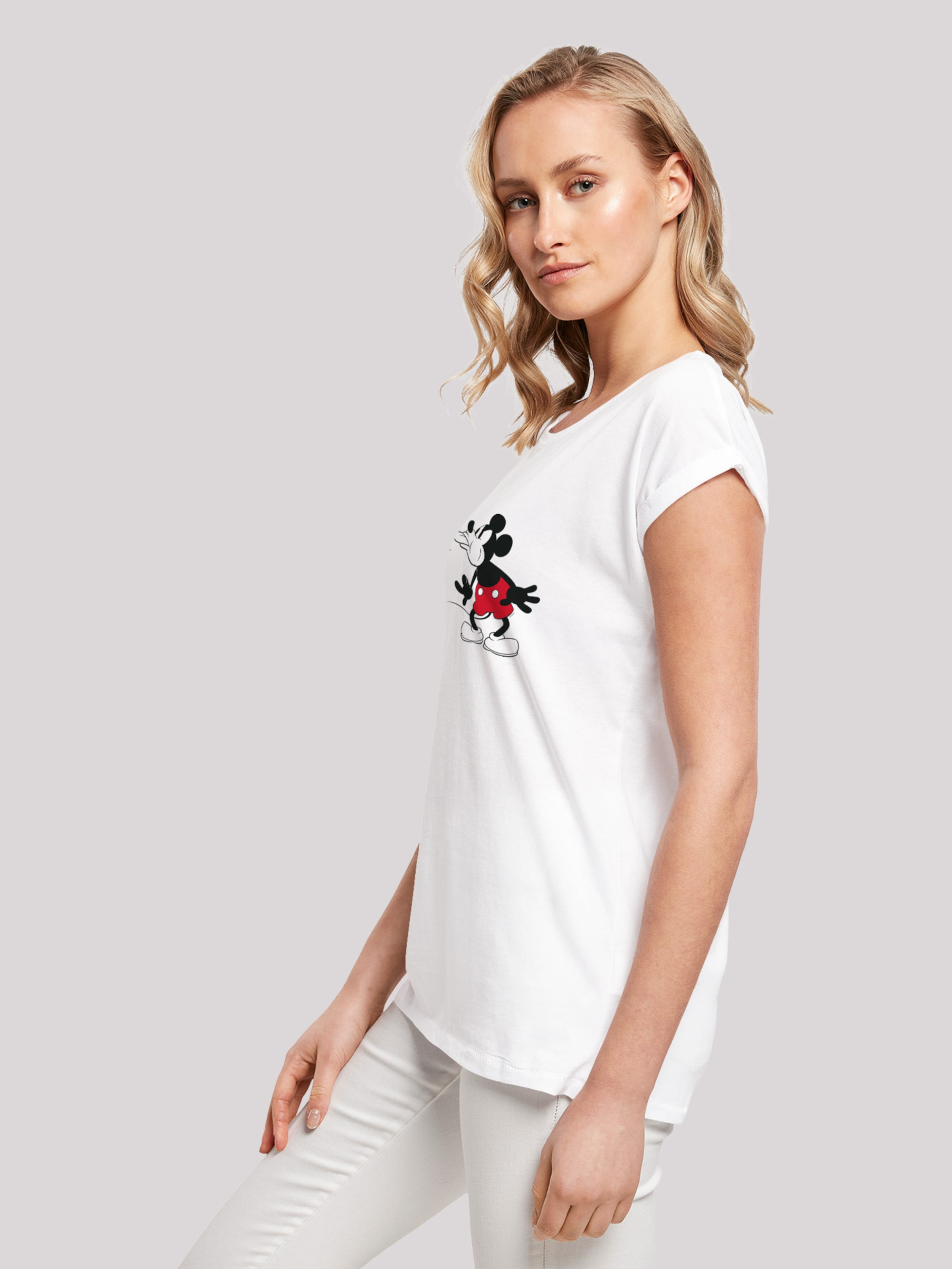 F4NT4STIC Shirt \' Disney Mickey Mouse Tongue\' in White | ABOUT YOU