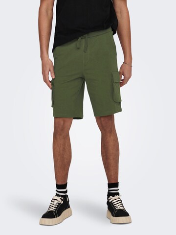 Regular Pantalon cargo 'KENDRICK' Only & Sons en vert : devant