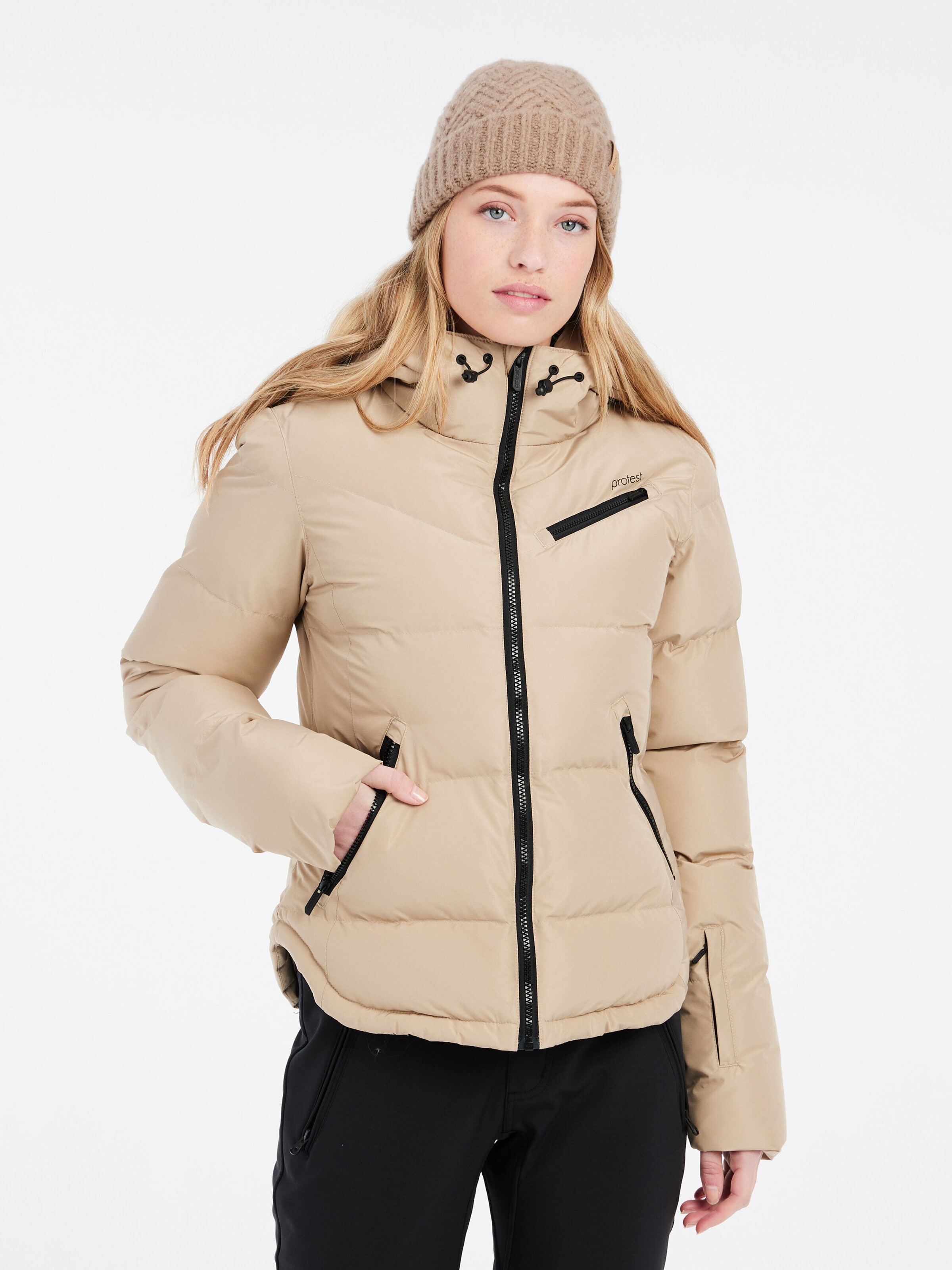 PROTEST Athletic Jacket 'PRTLUCID' in Beige: front