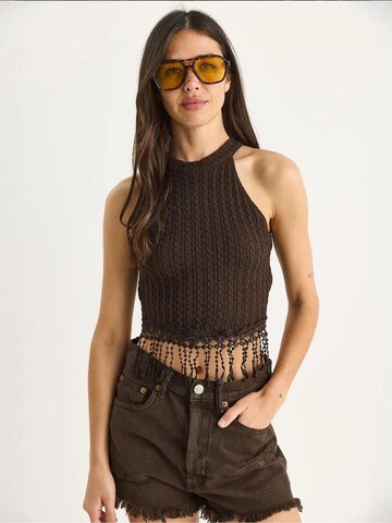 Bianco Lucci - Top de malha em castanho: frente