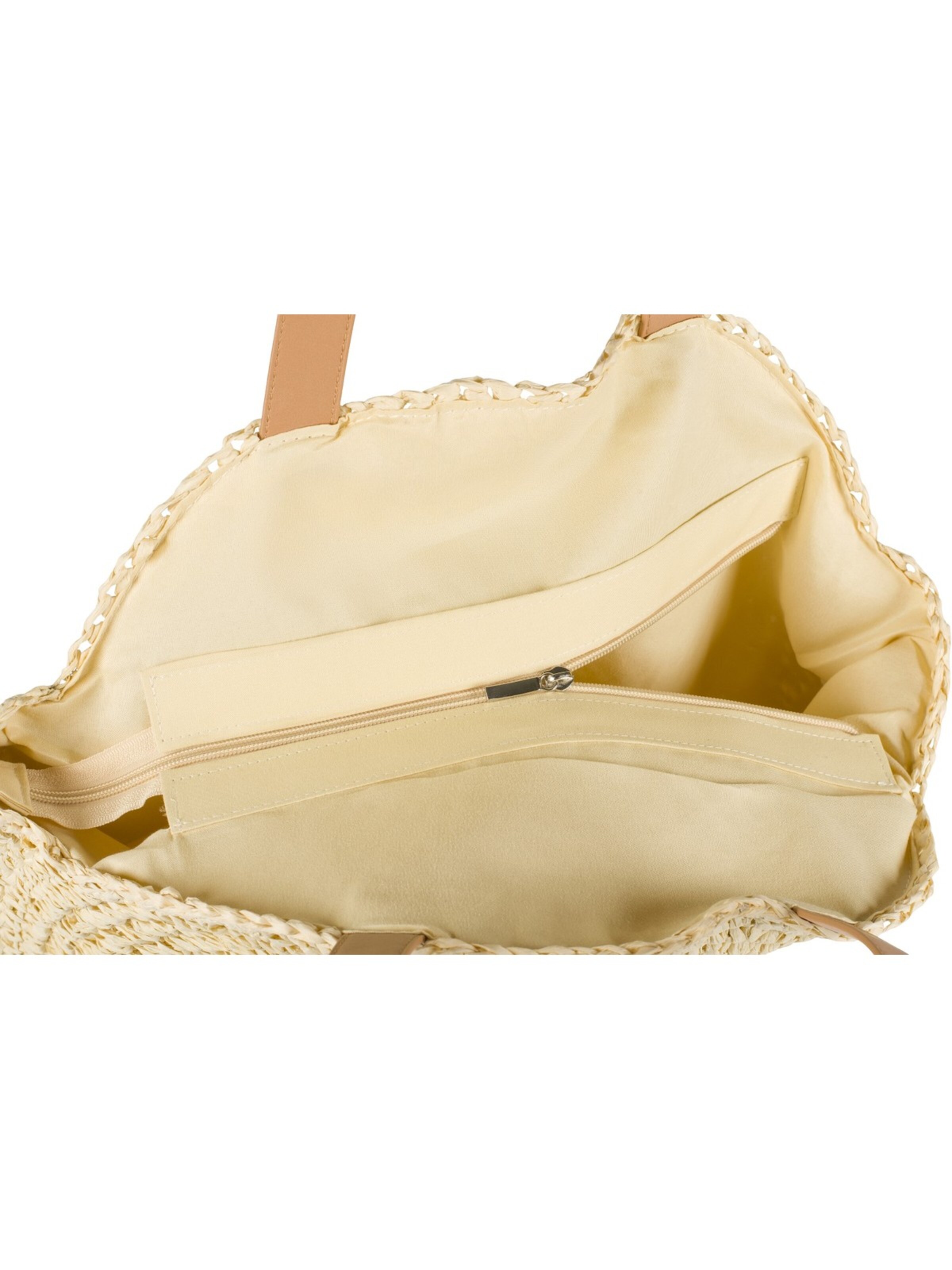 styleBREAKER Shoulder bag 'Runde Flecht Schultertasche - Basttasche' in Beige