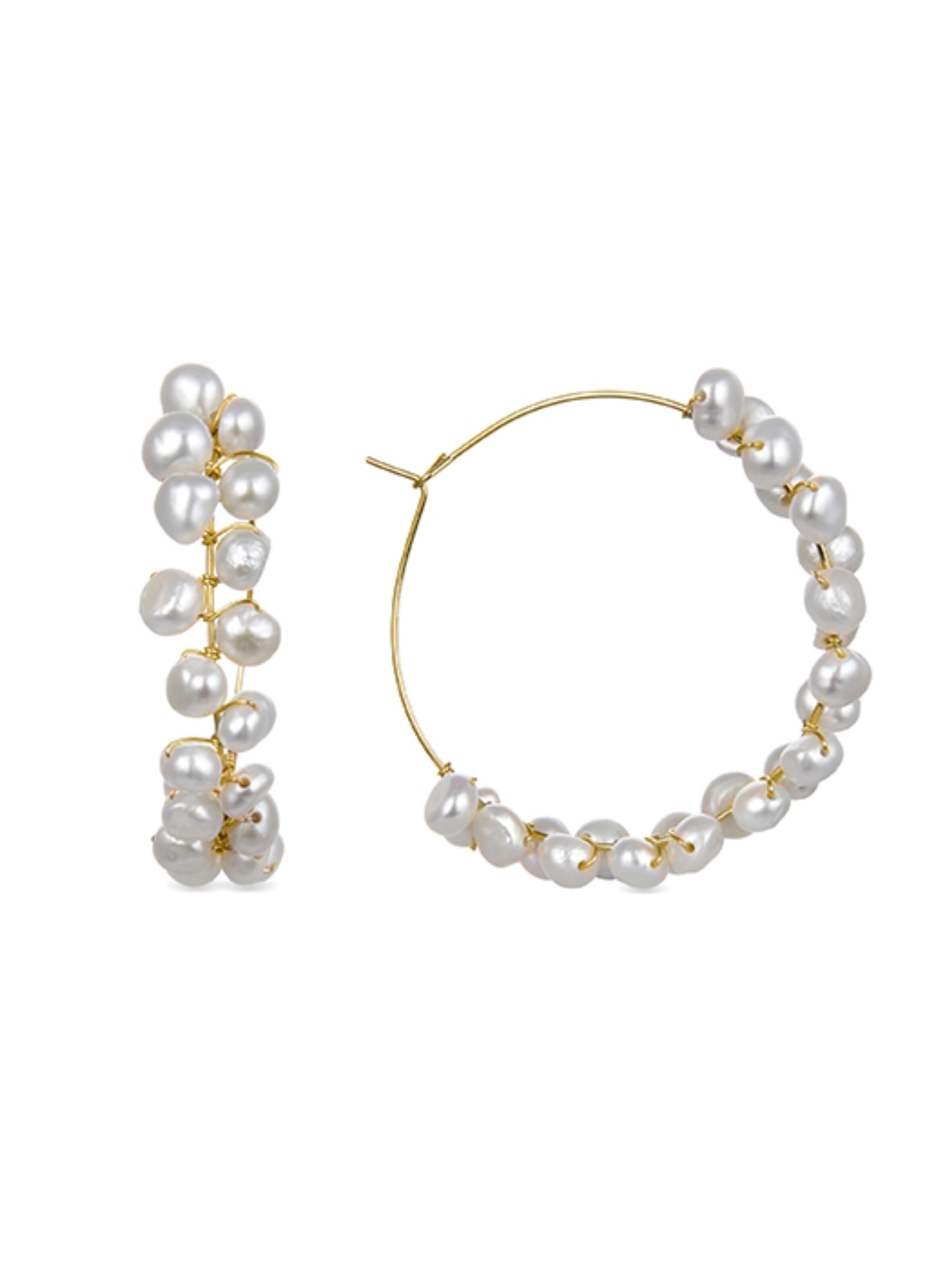 Luxenter Boucles d'oreilles 'Milba' en blanc perle, Vue avec produit