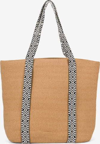 styleBREAKER Strandtasche 'Papierstroh Strandtasche Azteken Muster' in Braun: Vorderseite