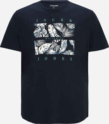 Jack & Jones Plus Shirt 'JJFLOOR' in Blauw: voorkant