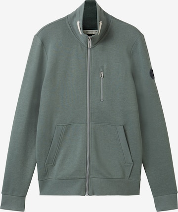 TOM TAILOR Zip-Up Hoodie in Green: front