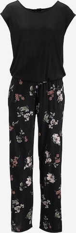 LASCANA Jumpsuit 'LS Overall black-flower' i sort: forside