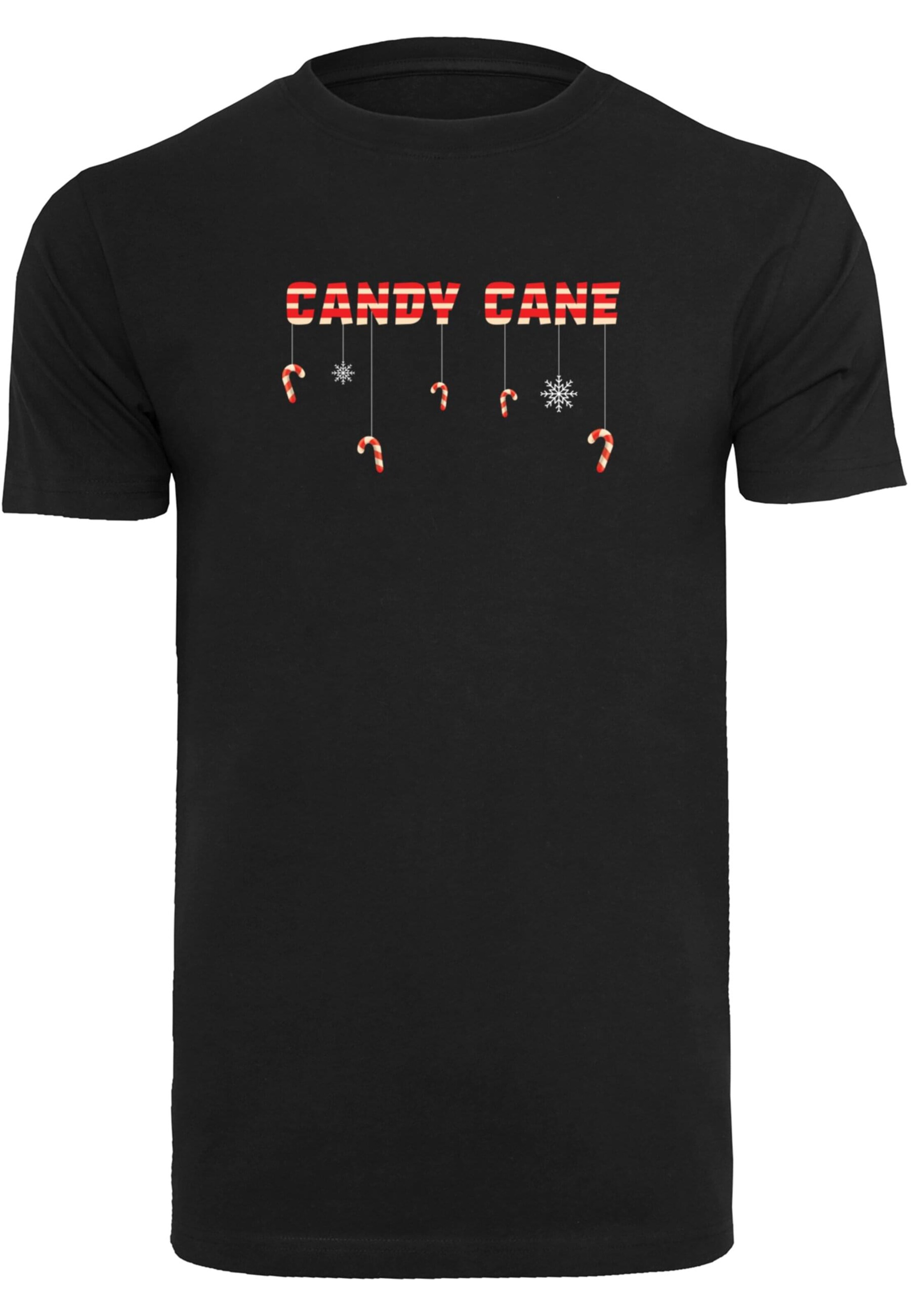 Merchcode Shirt 'Candy Cane' in Zwart: voorkant
