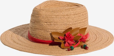 love & roses Hattu 'Fedora' värissä beige / konjakki / punainen, Tuotenäkymä