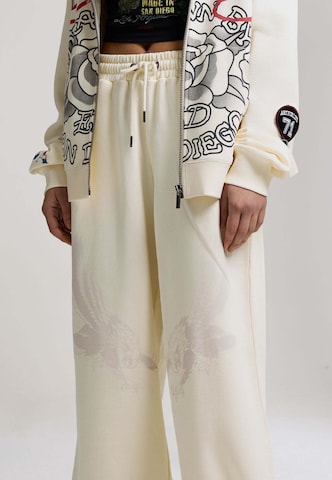 Wide Leg Pantalon 'Flying Eagle' Ed Hardy en beige