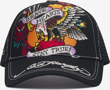 Șapcă 'Brave Hearts' de la Ed Hardy pe negru: față