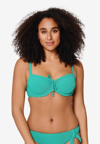 LingaDore Balconette Bikini top in Green: front