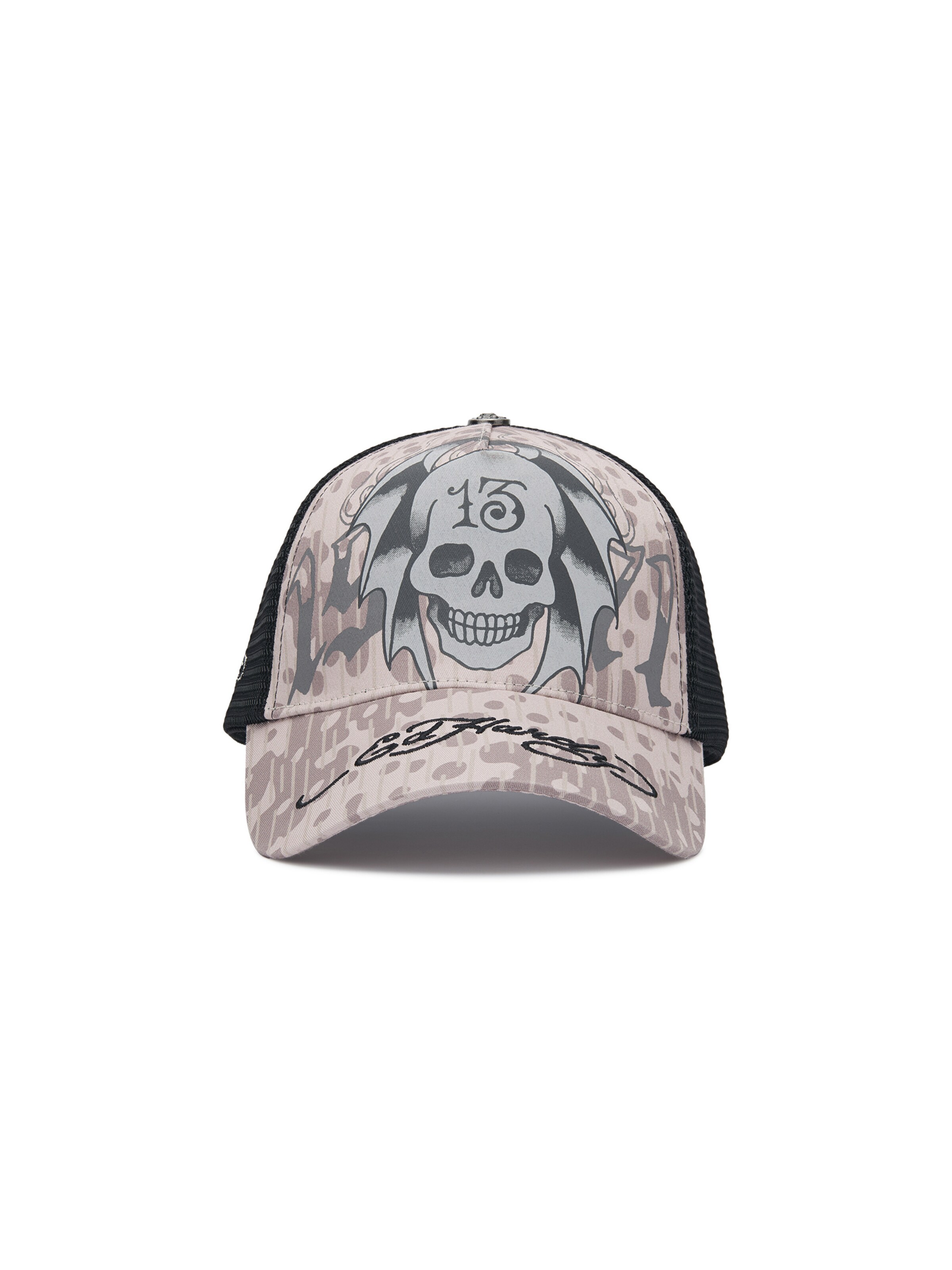 Ed Hardy Шапка с козирка в сиво: отпред