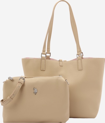 smėlio U.S. POLO ASSN. Pirkinių krepšys: priekis