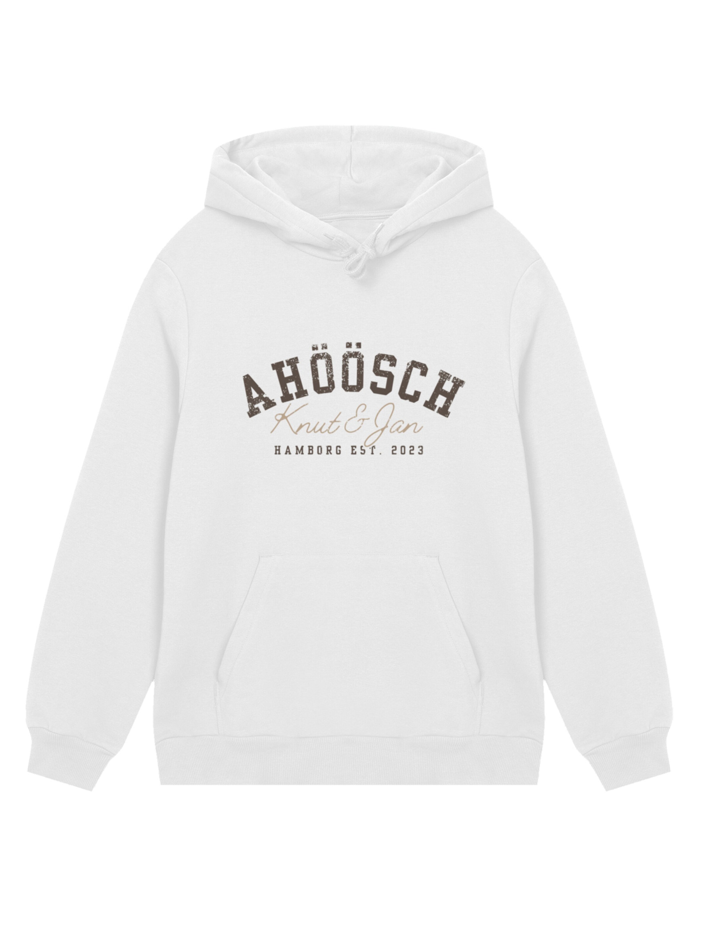 F4NT4STIC Sweatshirt 'Knut & Jan Hamburg Ahöösch Plattdeutsch Beige' in White: front